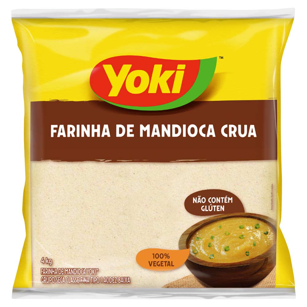 Farinha de Mandioca Tipo 1 Crua Fina Yoki Pacote 4kg