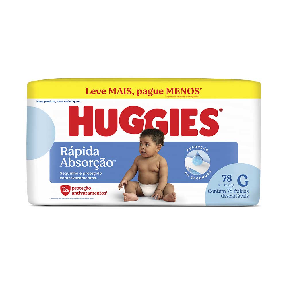 Fralda Huggies G 78 unidades proteção para o bebê