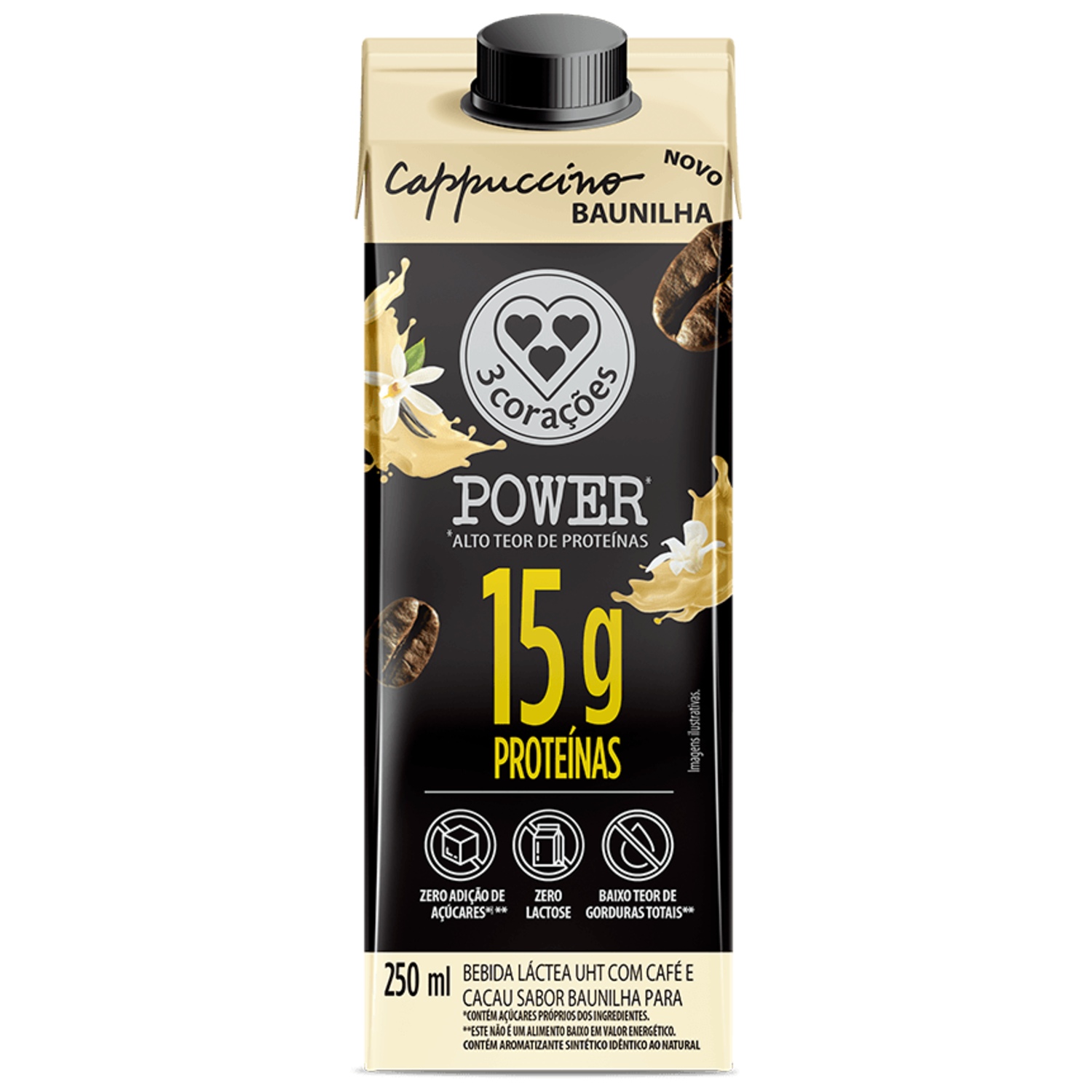 Bebida Láctea 3 Corações 15g de Proteinas Sabor Baunilha 250ml