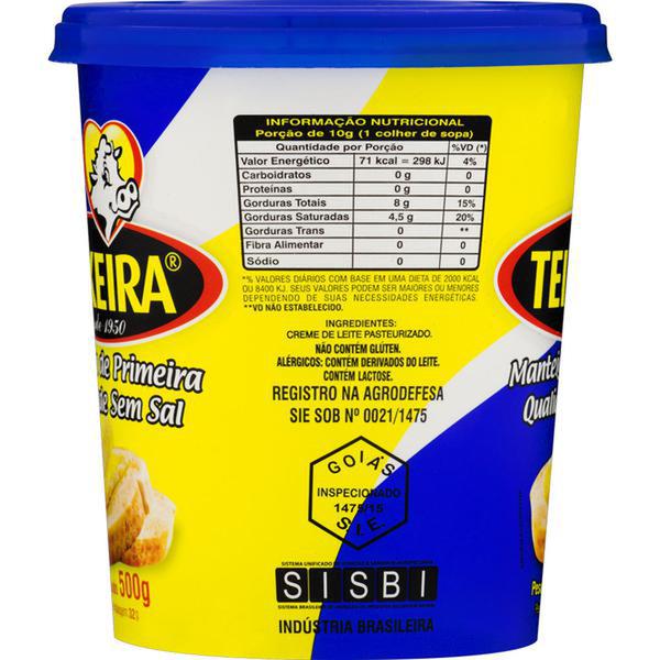 Manteiga Sem Sal Teixeira 500g