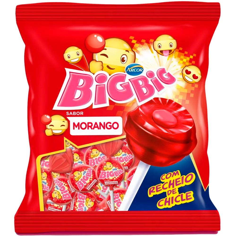 Pirulito Morango Big Big Arcor 500g