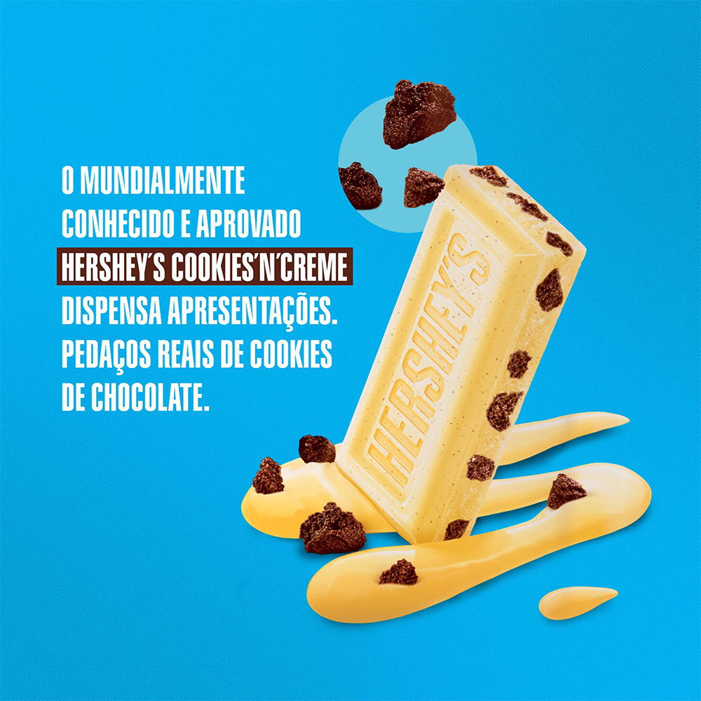 Barra de Chocolate Hershey's Cookies'n'Creme Chocolate Branco 7
