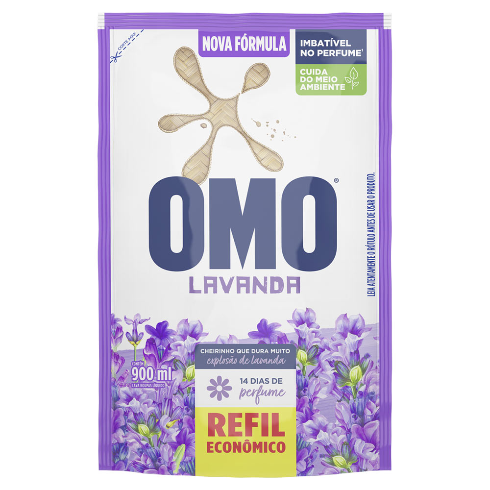 Lava Roupas Líquido Lavanda Omo Refil 900ml