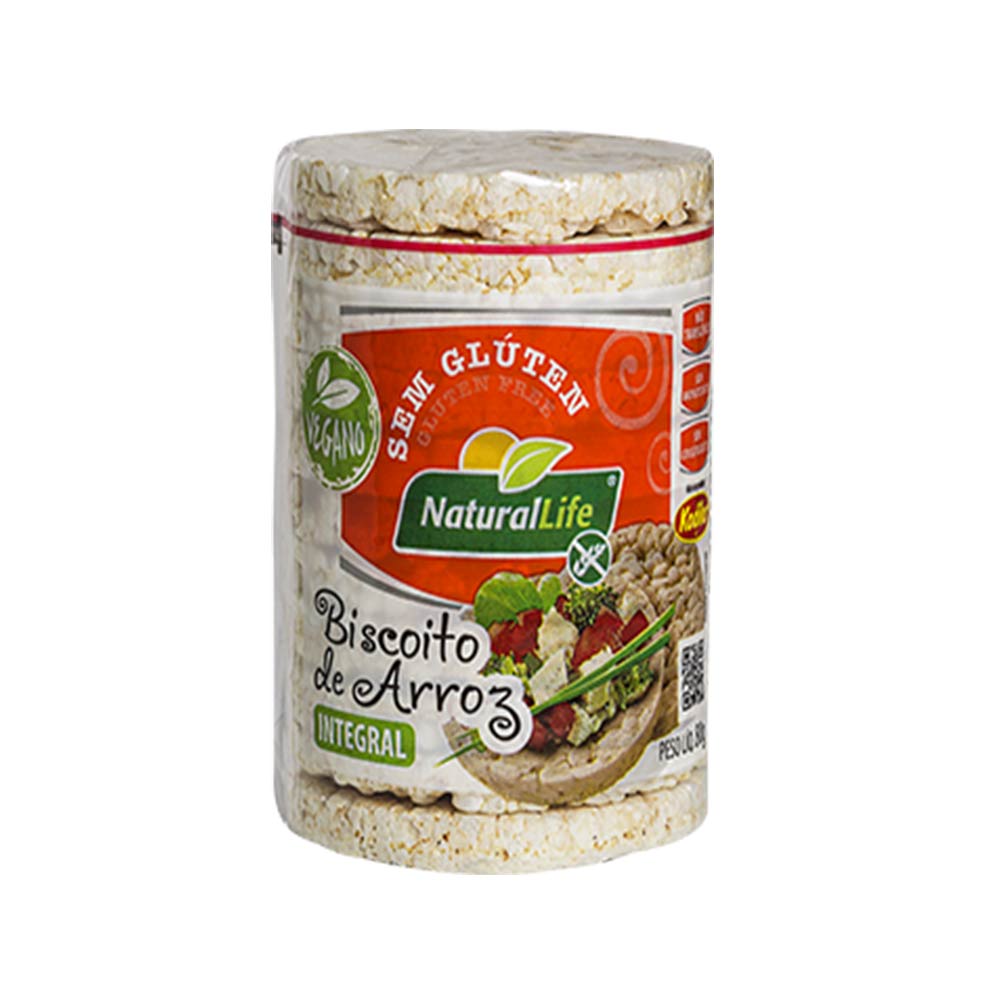 Biscoito de Arroz Integral sem Glúten Vegano Natural Life Kodilar 80g