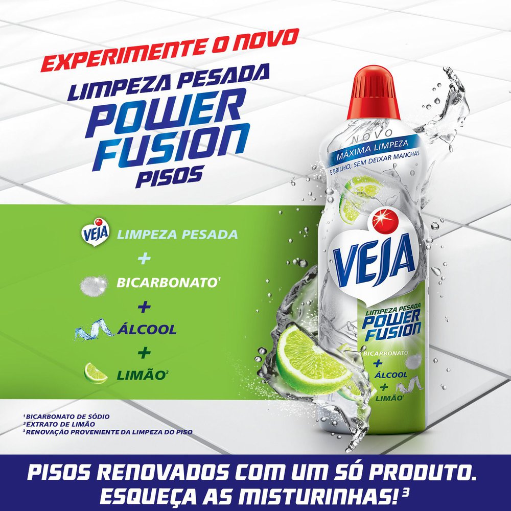 Limpador para Limpeza Pesada Veja Power Fusion Pisos Limão 1L