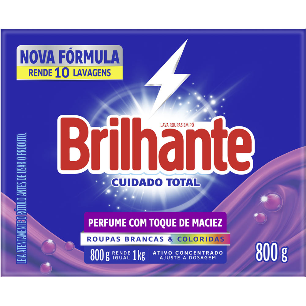 Lava Roupa em Pó Cuidado Total Brilhante 800g