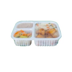 Bandeja Retangular com 3 Divisórias Rioplastic 900ml 12 Unidades