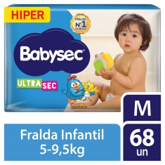 Fralda Galinha Pintadinha Ultrasec Hiper M Babysec 68 Unidades