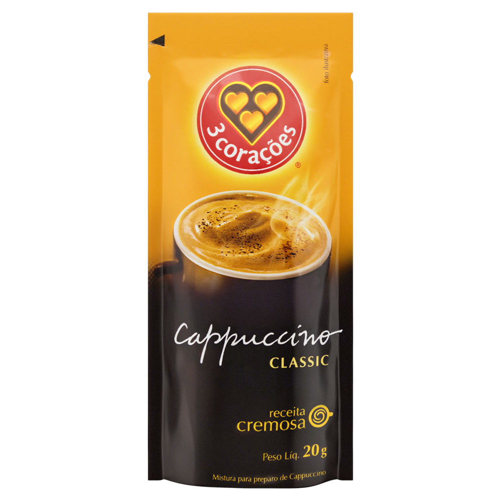 Cappuccino Solúvel Classic 3 Corações 20g
