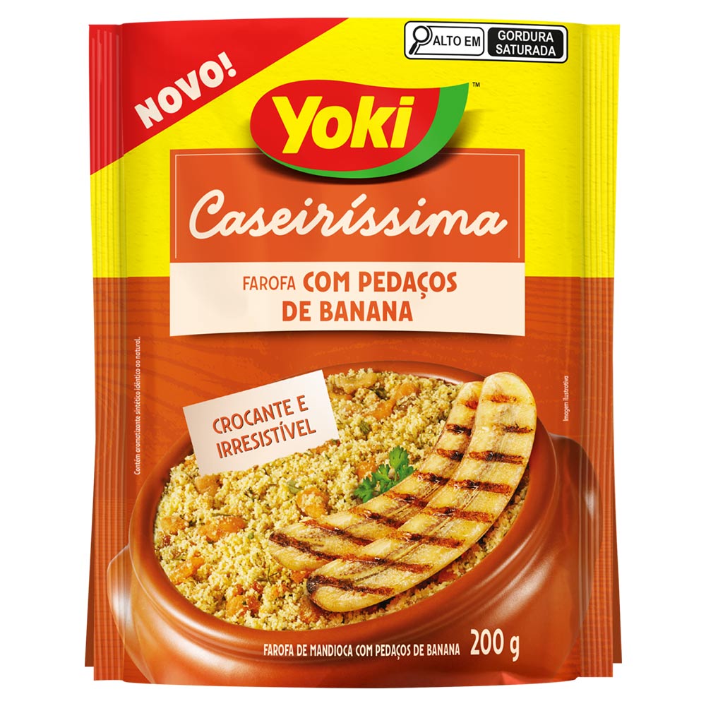 Farofa de Mandioca com Pedaços de Banana Crocante Yoki Caseiríssima Pacote 200g