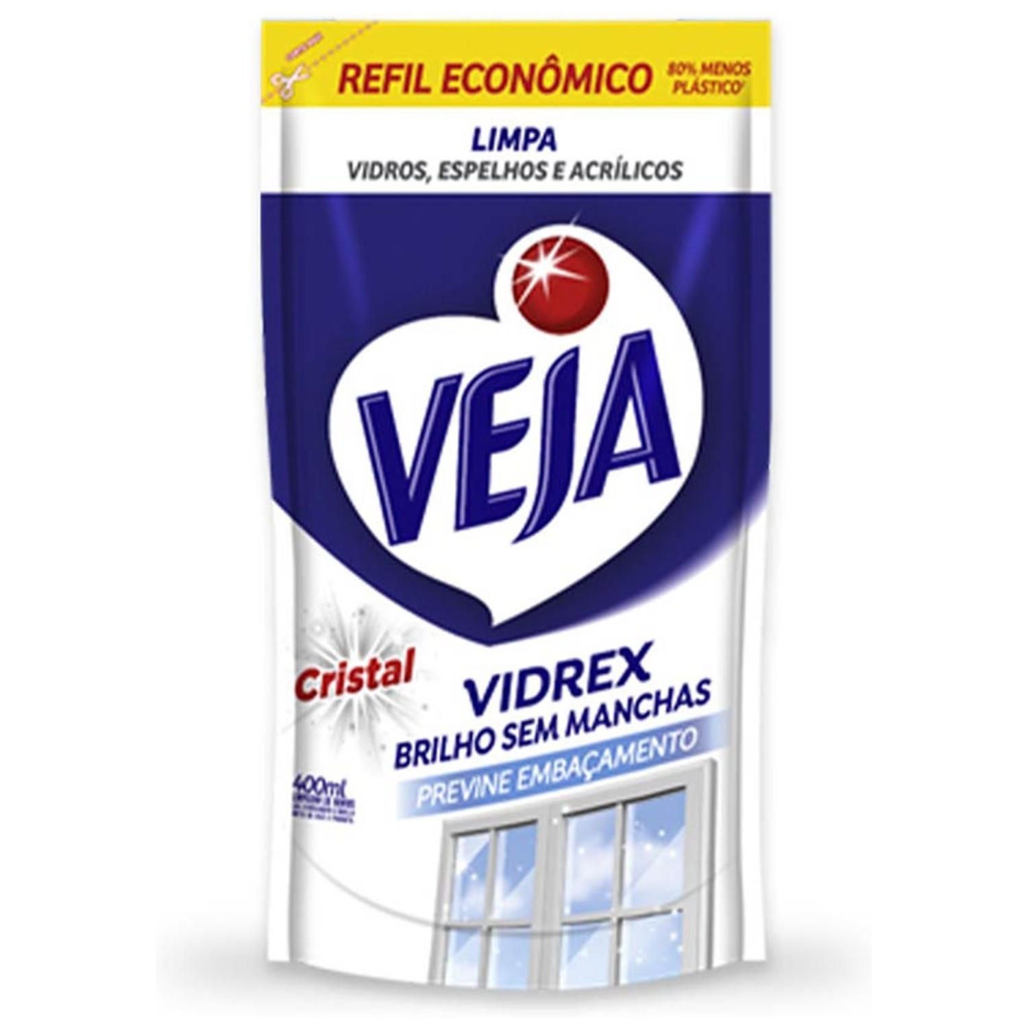 Limpa Vidros Veja Vidrex Cristal Refil 400ml