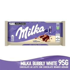 Chocolate Ao Leite E Chocolate Branco Aerado Milka Bubbly White 95g