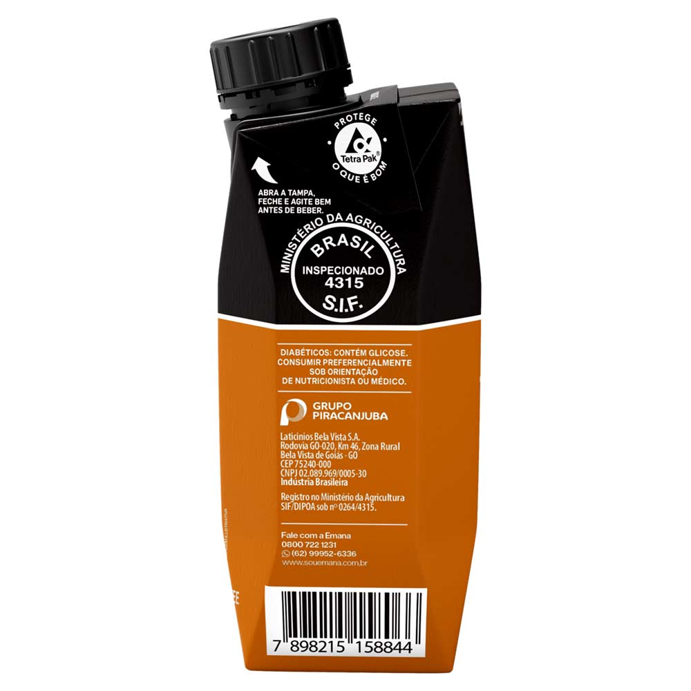 Bebida Láctea UHT Caramel Coffee Zero Lactose Protein Emana 250ml