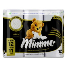 Papel Higiênico Folha Tripla Neutro Mimmo 20m Leve 12 Pague 11 Unidades