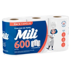 Papel Toalha Mili 600 Folha 3 Unidades