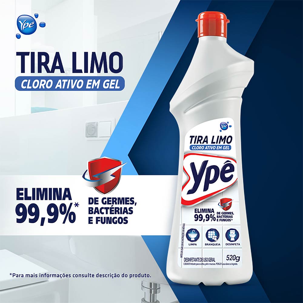 Tira Limo Ypê Cloro Ativo Gel 520g | Tenda Atacado