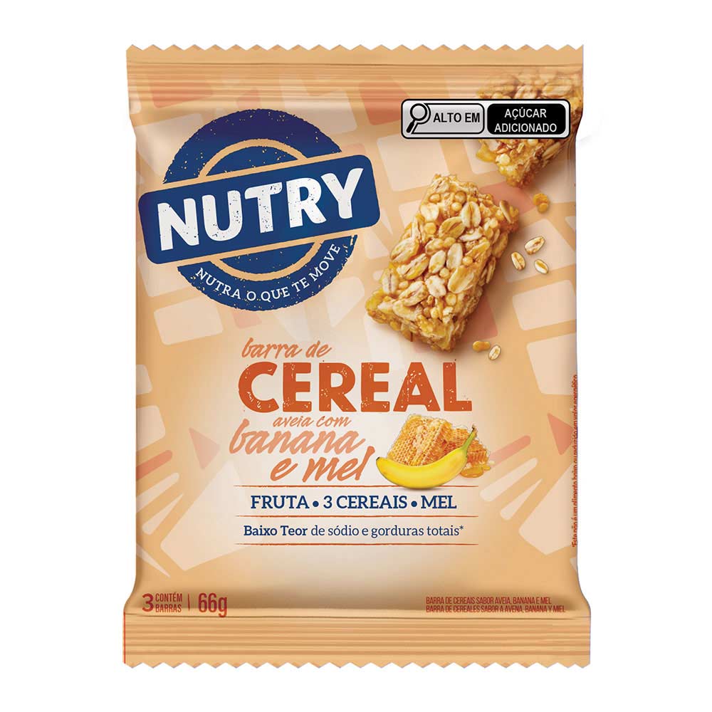 Barra de Cereal Aveia com Banana e Mel Nutry 22g 3 Unidades