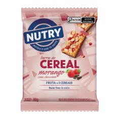 Barra de Cereal Morango com Chocolate Nutry 22g 3 Unidades