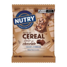 Barra de Cereal Bolo de Chocolate Nutry 22g 3 Unidades