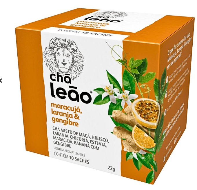 Chá Leão Maracujá, Laranja e Gengibre - 10 Sachês de 22g