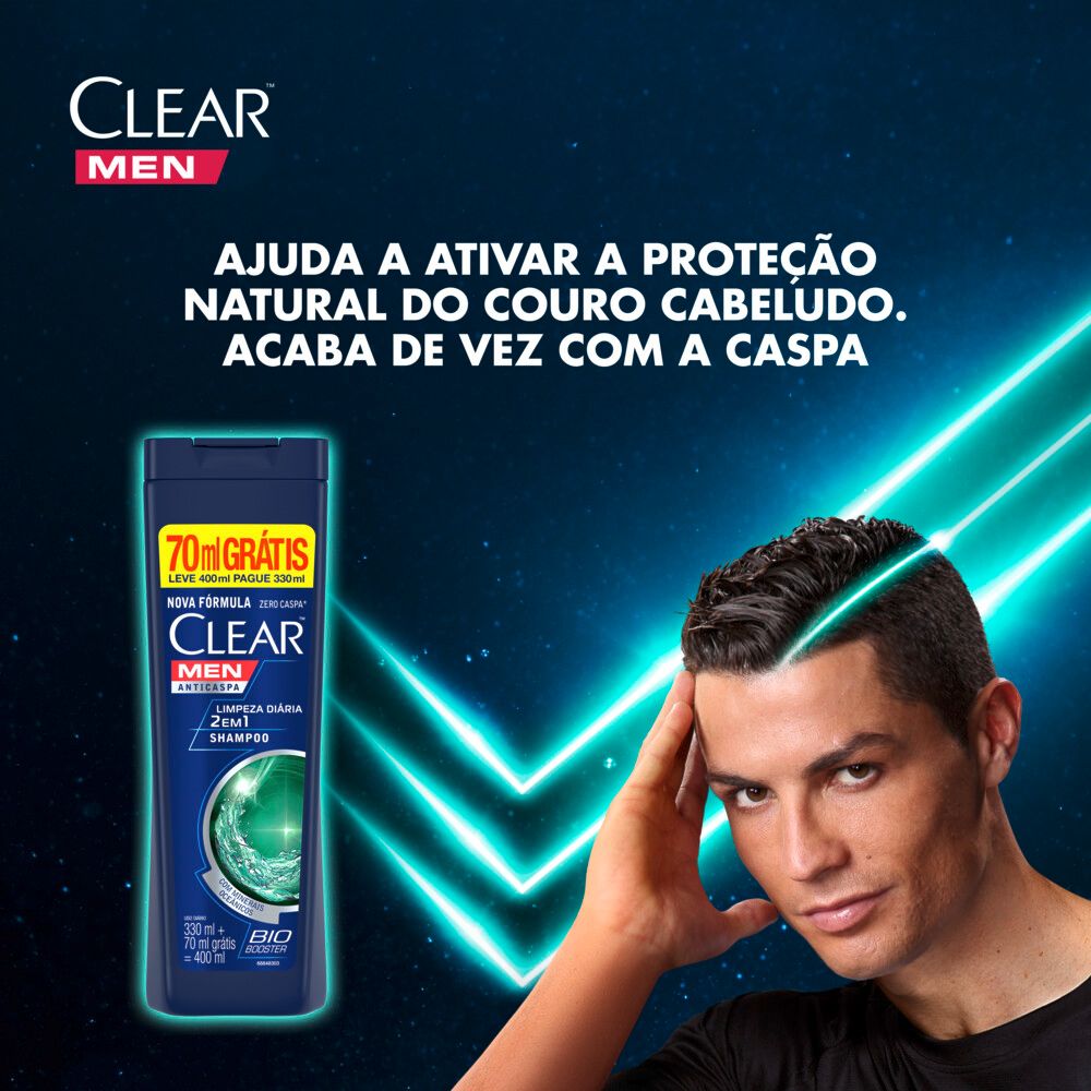 Shampoo Clear 2 em 1 Limpeza Diária 400ml | Tenda Atacado